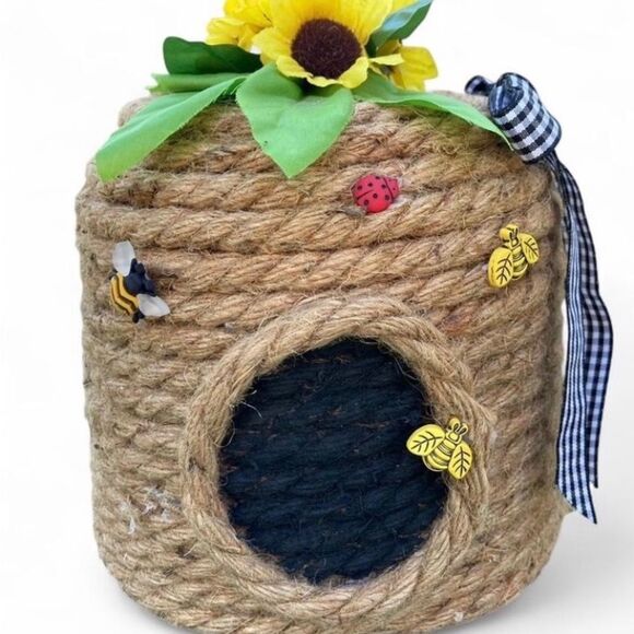 Burt's Bees Other - Burt's Bees Jute Beehive with Sunflower and Bee Accents